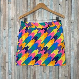 Loudmouth 6 Colorful Peaches & Cream Print Skort Golf Skirt Bright Houndstooth